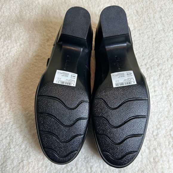 NWOT Clarks Collection Shoes Womens 10 Black Emslie Lulin Pump Shoes Block Heel - Picture 8 of 11